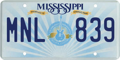 MS license plate MNL839