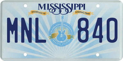 MS license plate MNL840