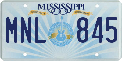MS license plate MNL845