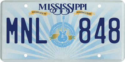 MS license plate MNL848