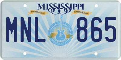 MS license plate MNL865