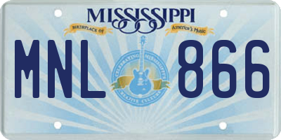 MS license plate MNL866