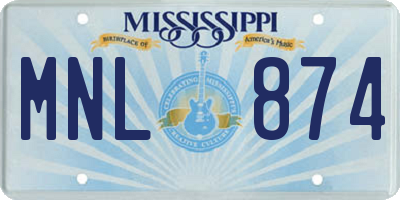 MS license plate MNL874