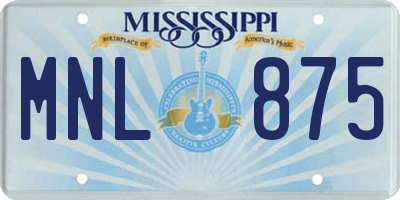 MS license plate MNL875