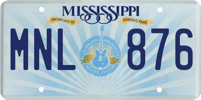 MS license plate MNL876