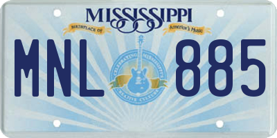 MS license plate MNL885