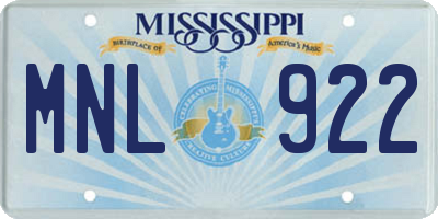 MS license plate MNL922