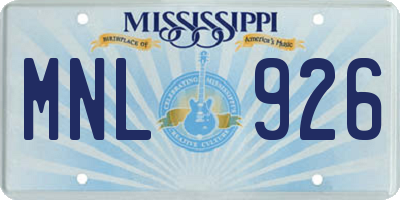 MS license plate MNL926