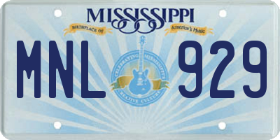MS license plate MNL929