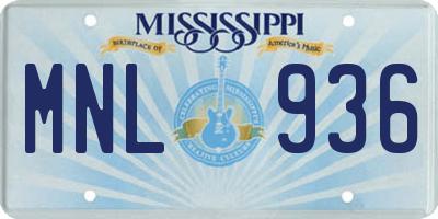MS license plate MNL936