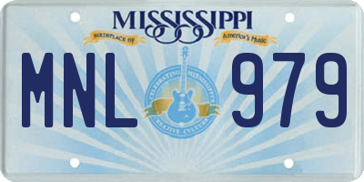 MS license plate MNL979