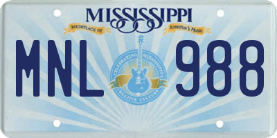 MS license plate MNL988