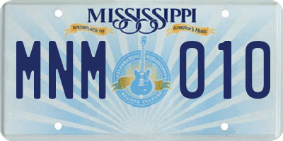 MS license plate MNM010