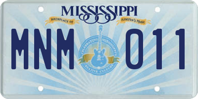 MS license plate MNM011