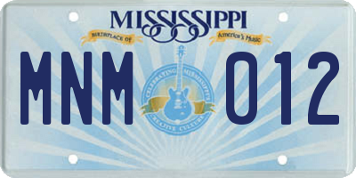 MS license plate MNM012