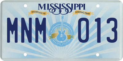 MS license plate MNM013