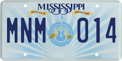 MS license plate MNM014