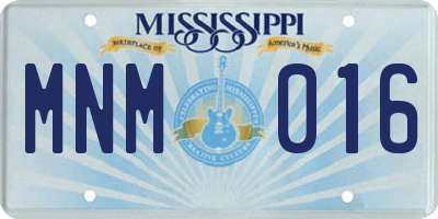 MS license plate MNM016