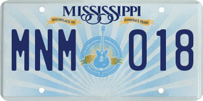 MS license plate MNM018