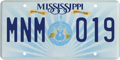 MS license plate MNM019