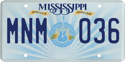 MS license plate MNM036