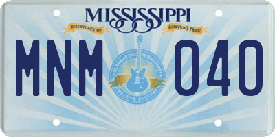 MS license plate MNM040