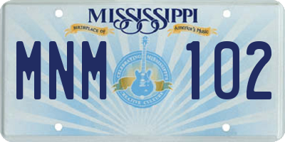 MS license plate MNM102