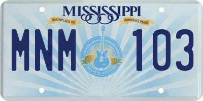 MS license plate MNM103