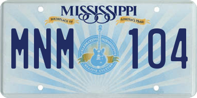 MS license plate MNM104