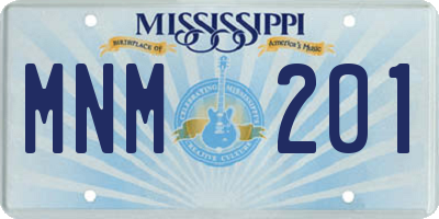 MS license plate MNM201