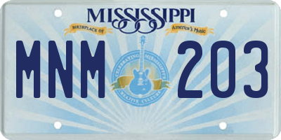 MS license plate MNM203