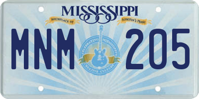 MS license plate MNM205
