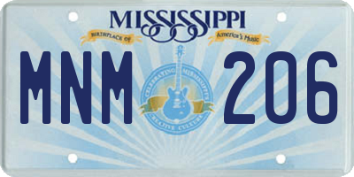 MS license plate MNM206