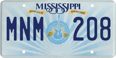 MS license plate MNM208