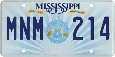 MS license plate MNM214
