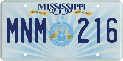 MS license plate MNM216