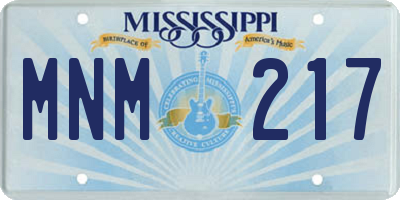 MS license plate MNM217