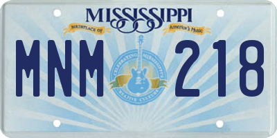MS license plate MNM218