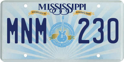 MS license plate MNM230