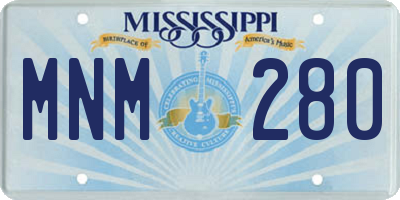 MS license plate MNM280