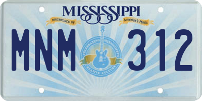MS license plate MNM312