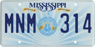 MS license plate MNM314