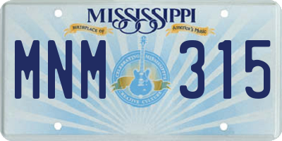 MS license plate MNM315