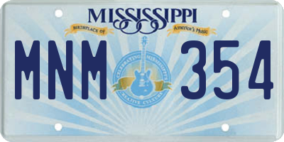 MS license plate MNM354