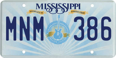 MS license plate MNM386