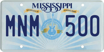 MS license plate MNM500