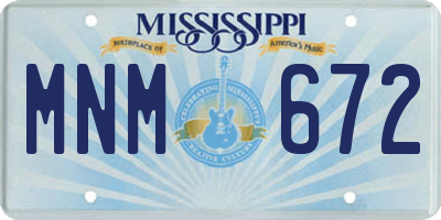 MS license plate MNM672