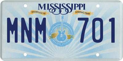 MS license plate MNM701