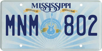 MS license plate MNM802