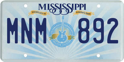 MS license plate MNM892